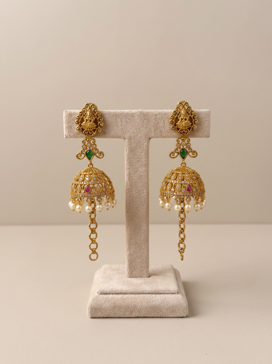 Lakshmi Devi Temple Jhumka Earrings