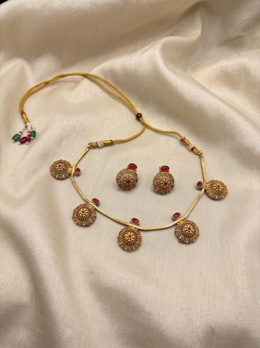 Floral Coin Necklace Set