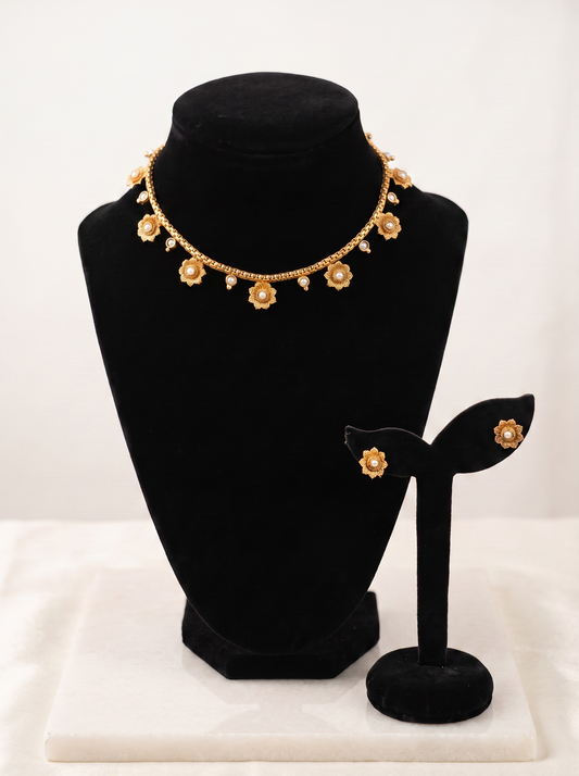 Golden Blossom Antique-Finish Necklace