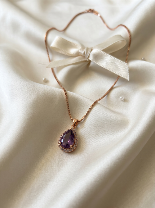 Amethyst Dewdrop Anti-Tarnish Necklace