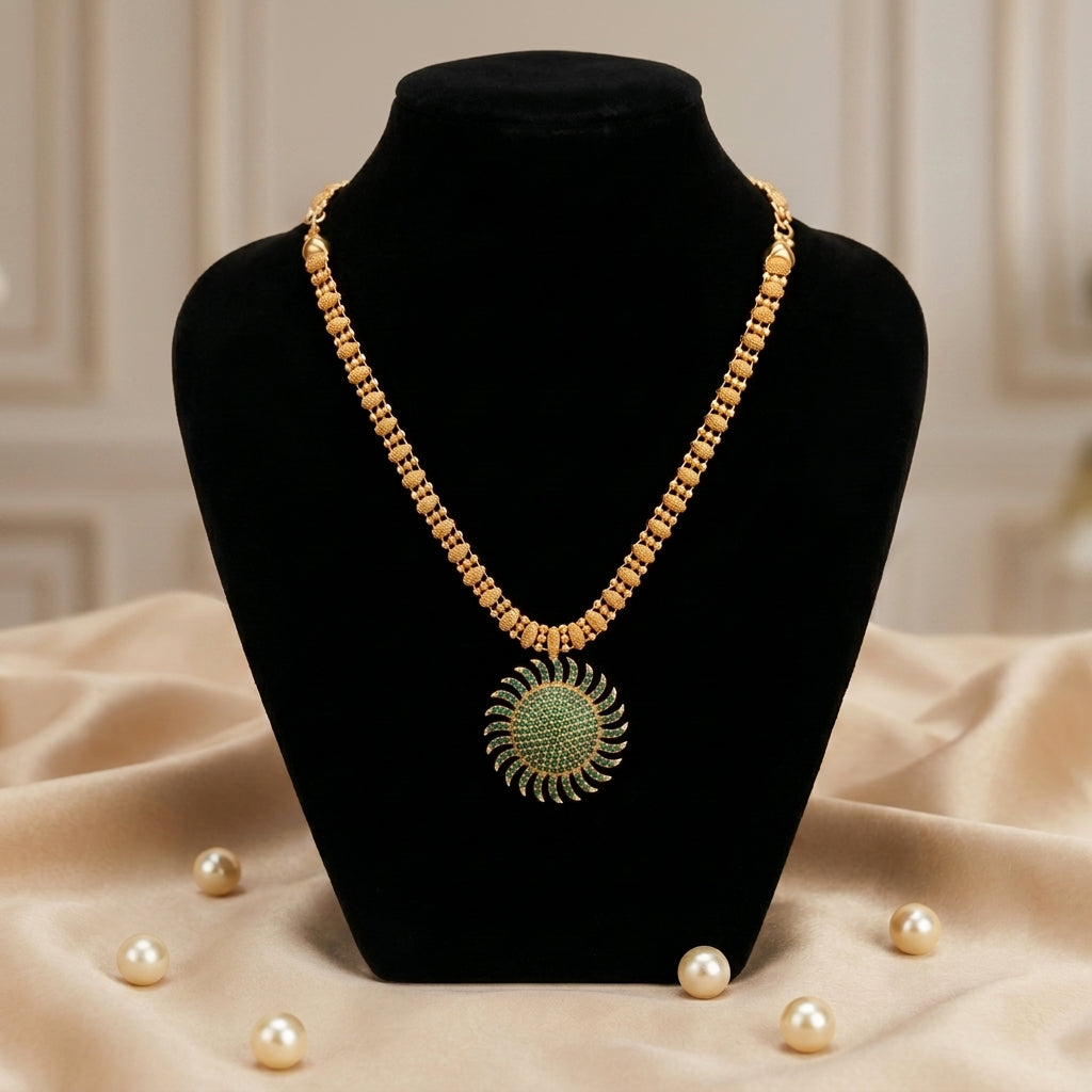 Gold Plated Green Stone Pendant