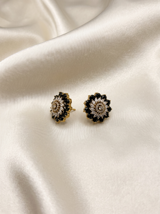 Floral CZ Stud Earrings
