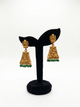 Gopuram Jhumka with Green Pearl Drops