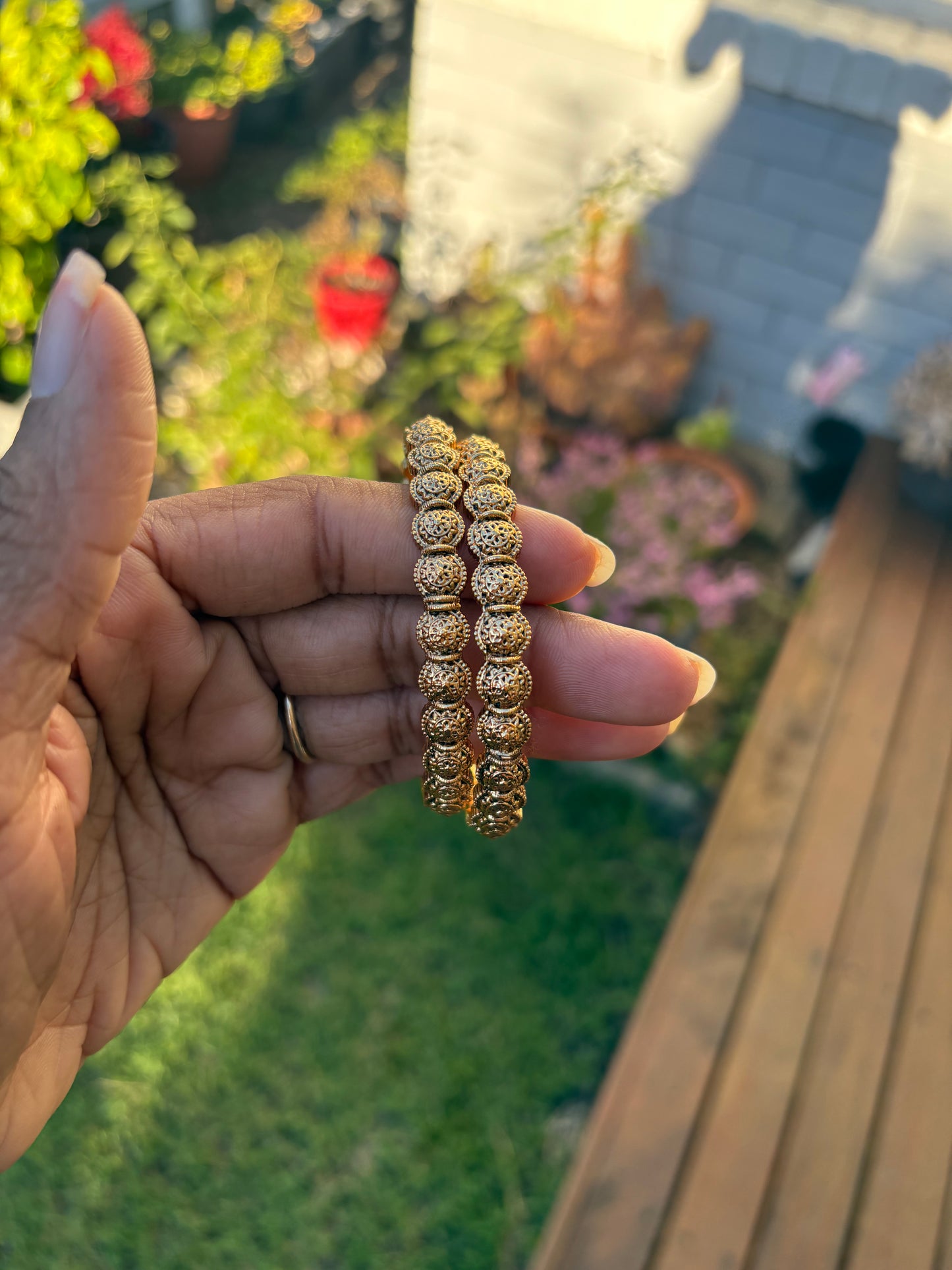 Golden Sphere Bangles - Pair