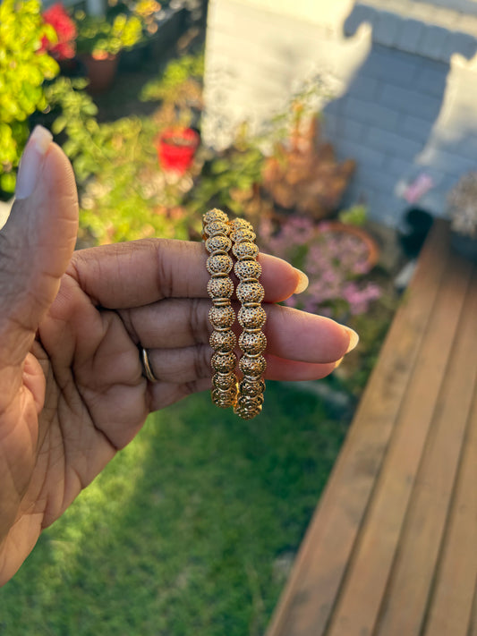 Golden Sphere Bangles - Pair