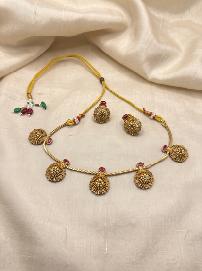 Floral Coin Necklace Set