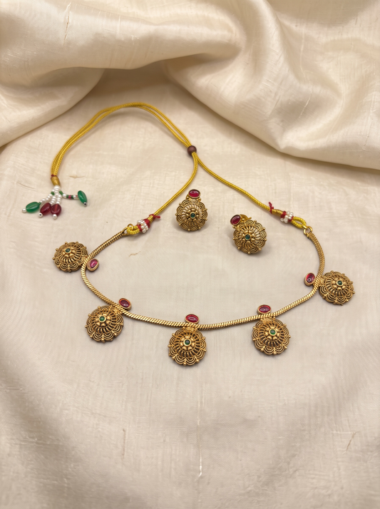 Floral Coin Necklace Set