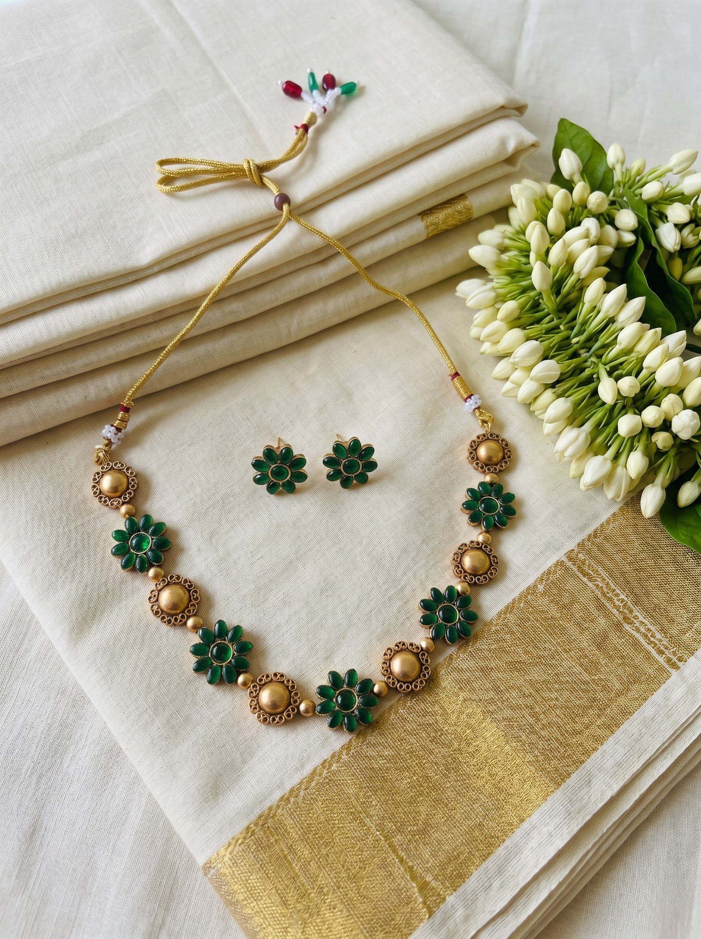 Floral Emerald Choker Set