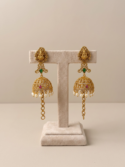 Lakshmi Devi Temple Jhumka Earrings
