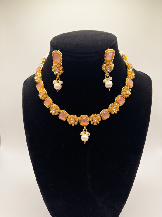 Blush Kundan Necklace Set