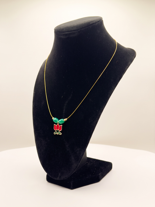 Invisible Chain Necklace with Lotus Pendant – 9 Colour Styles