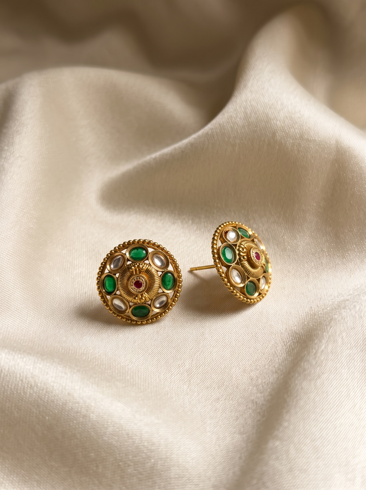 Kundan-Style Domed Stud Earrings