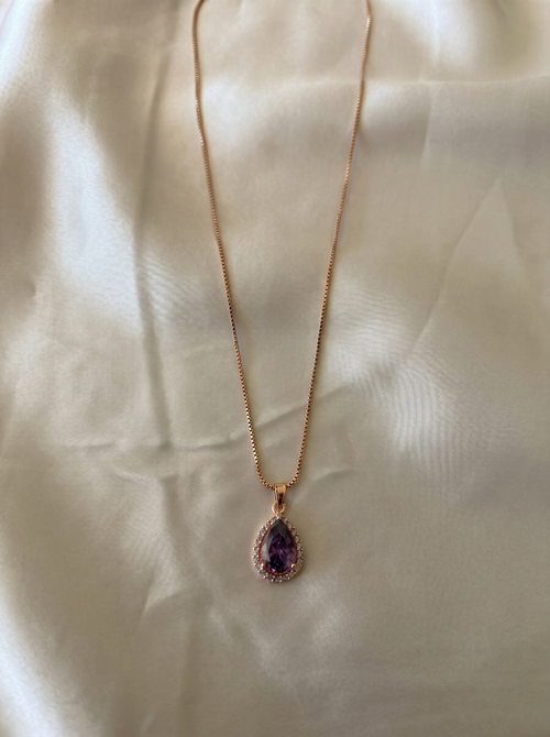 Amethyst Dewdrop Anti-Tarnish Necklace