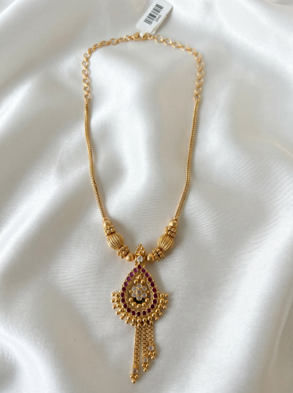 Ruby Dewdrop Gold-Plated Necklace