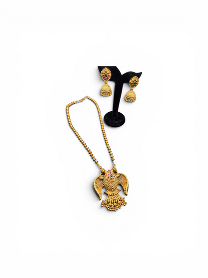 Gold-Toned Floral Garuda Necklace Set