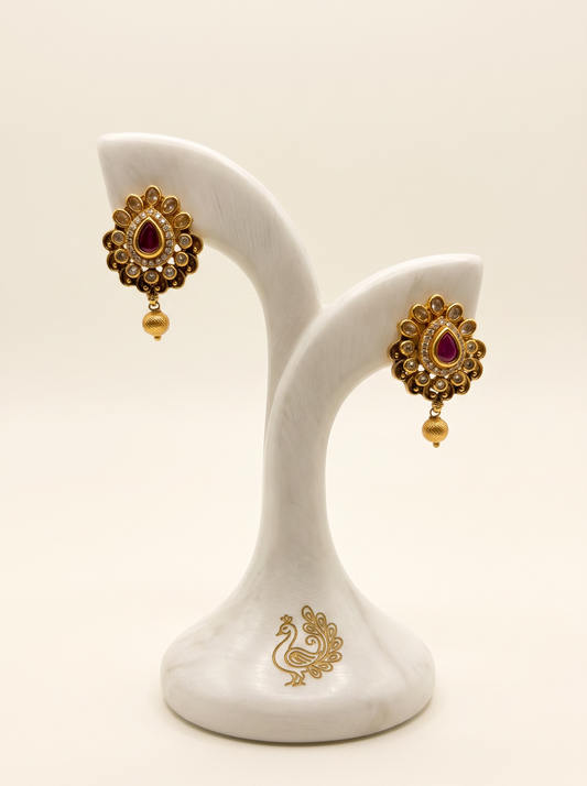 Rani Kundan Floral Drop Earrings