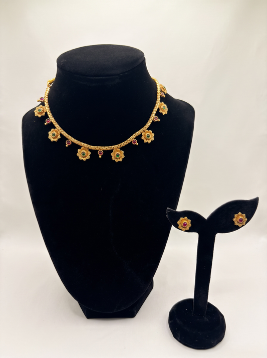 Golden Blossom Antique-Finish Necklace