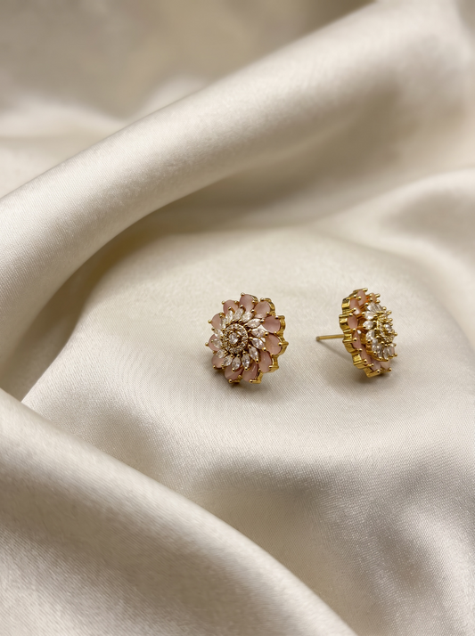 Floral CZ Stud Earrings