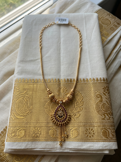 Ruby Dewdrop Gold-Plated Necklace