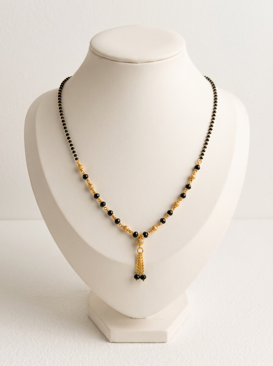 Thin Black Bead Necklace