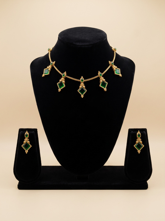 Palakka Kite-Drop Necklace & Earring Set