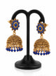 Antique Gold Sapphire Blue Jhumka Earrings