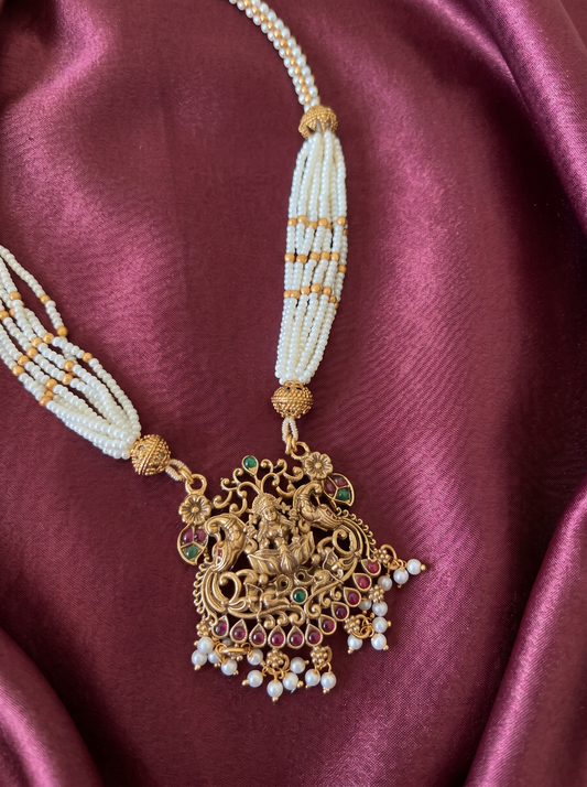Sri Lakshmi Pearl Temple Necklace Set