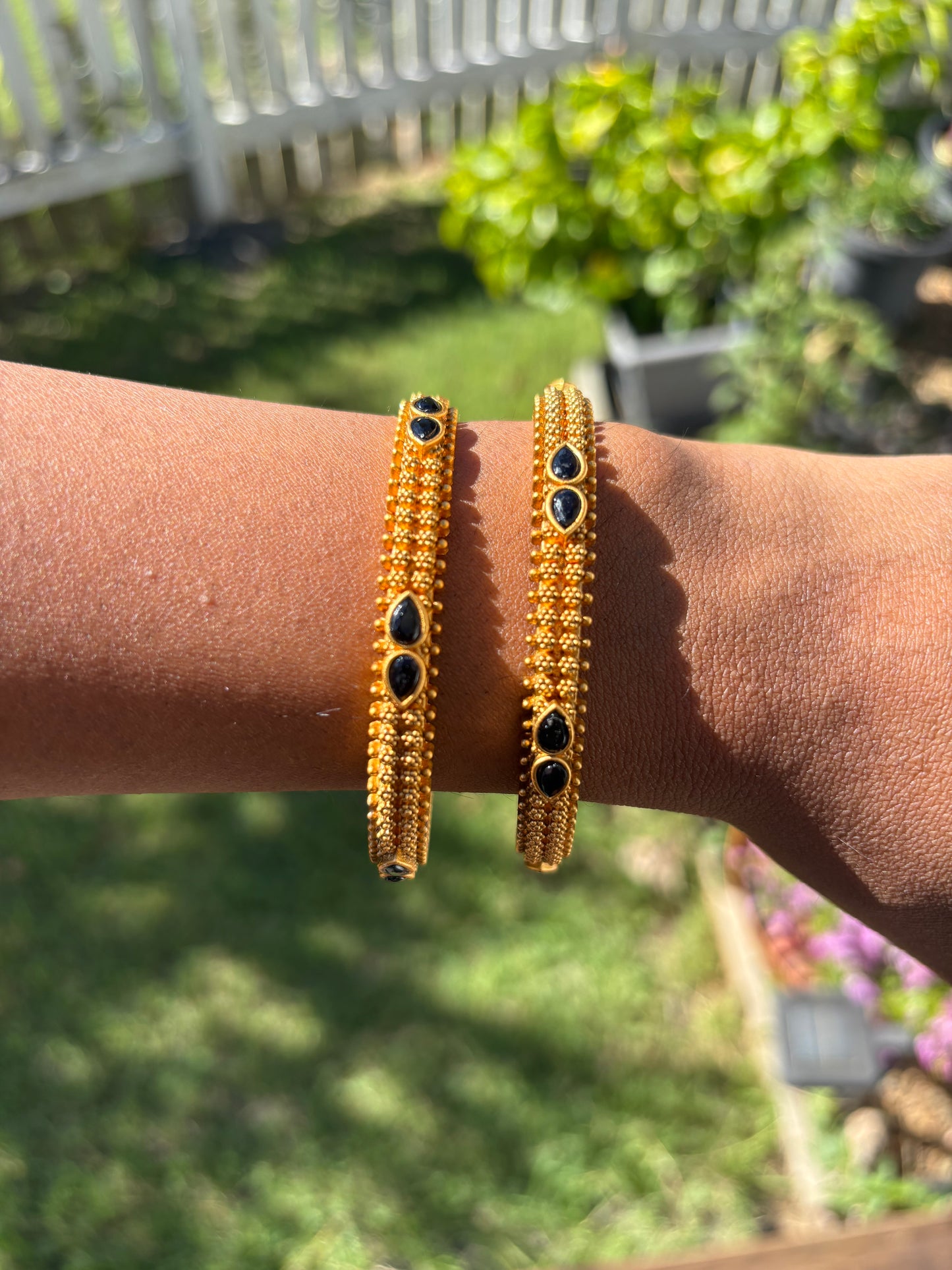 Midnight Gold Bangles - Pair