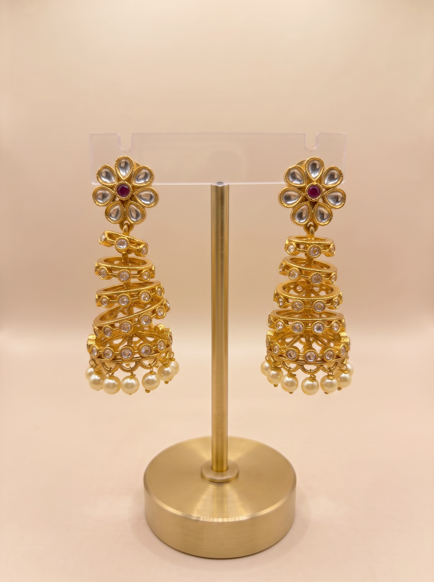 Floral Spiral CZ Jhumka