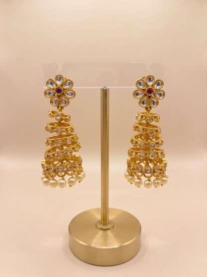 Floral Spiral CZ Jhumka