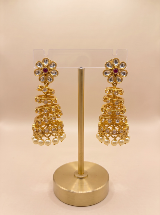 Floral Spiral CZ Jhumka