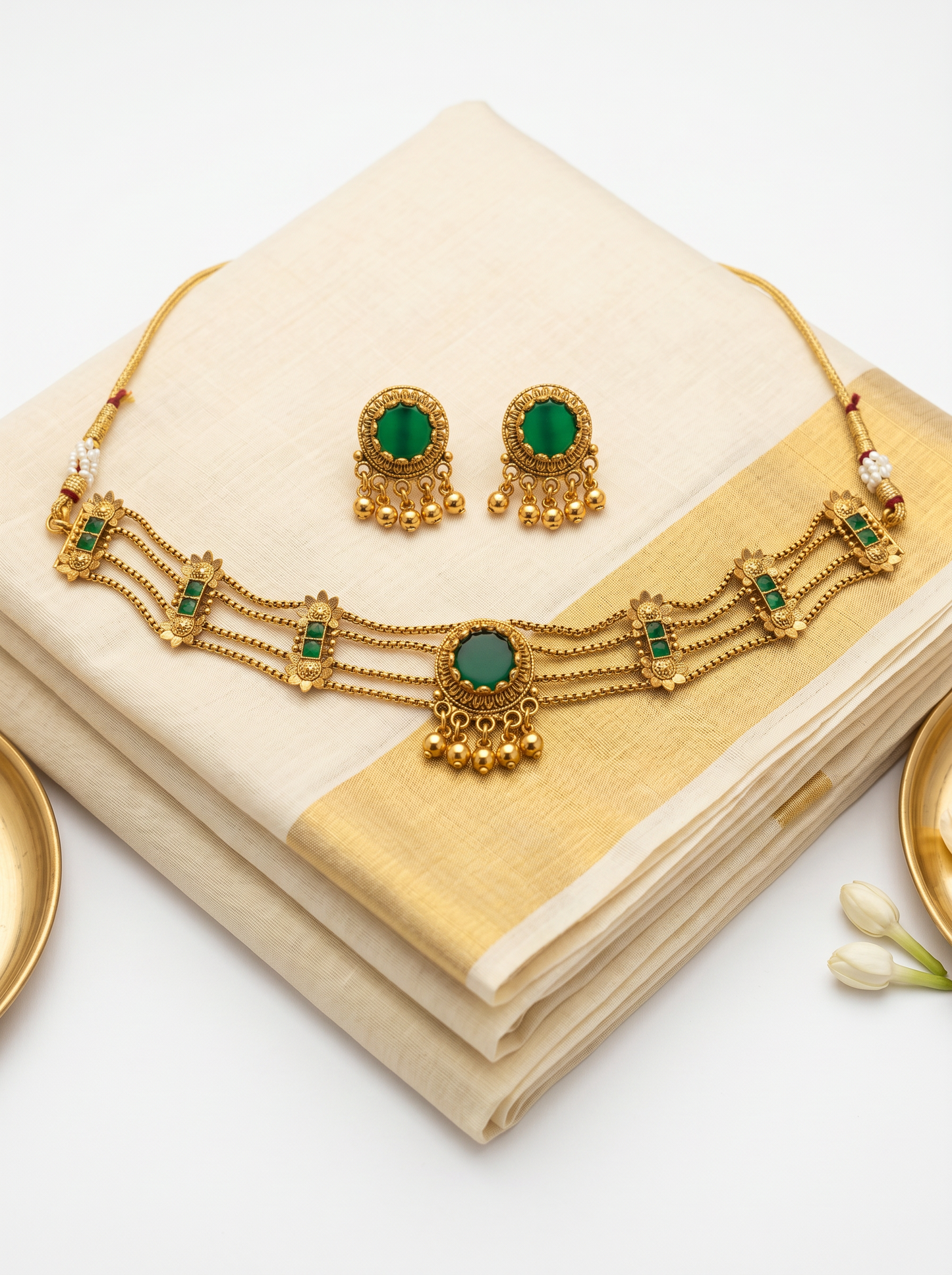 Emerald Pendant Choker Set