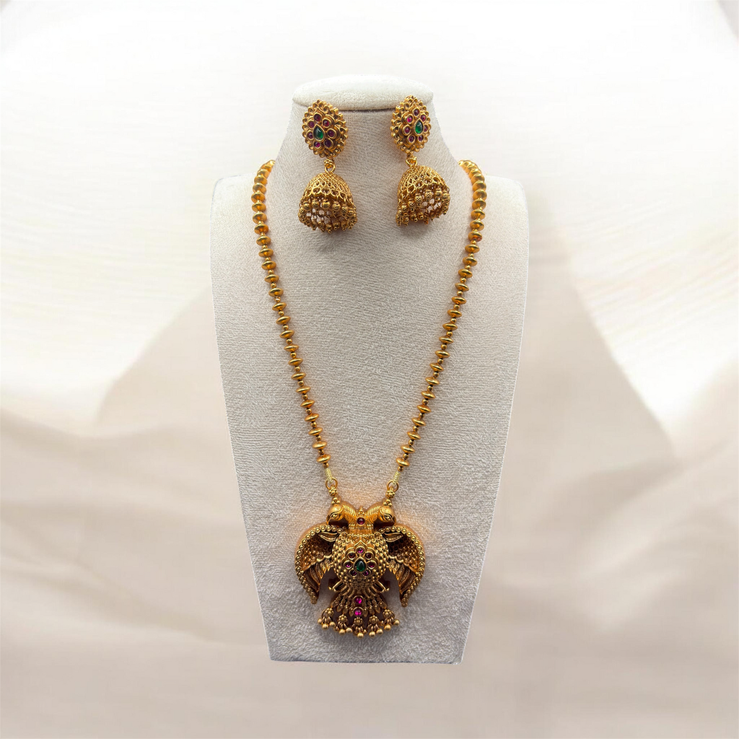 Gold-Toned Floral Garuda Necklace Set