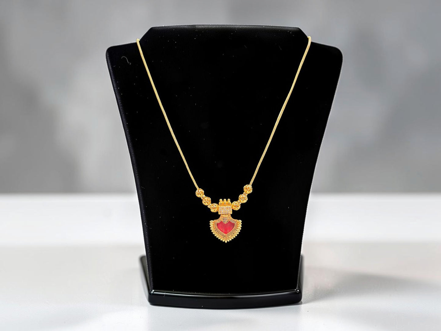 Palaka Red Stone Gold Plated Necklace