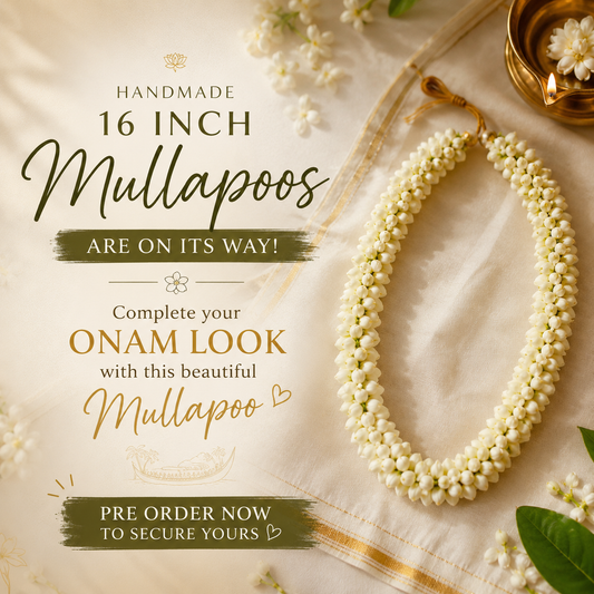 Handmade Artificial Jasmine String / Mullapoo Mala - 16 inch (Coming Soon — Pre-Order via DM)