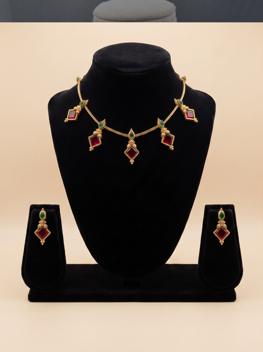 Palakka Kite-Drop Necklace & Earring Set