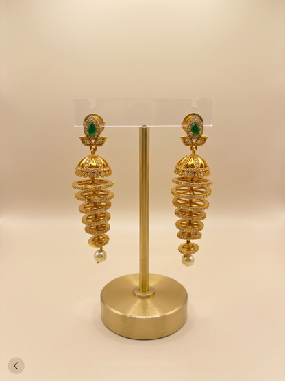 Spiral Cascade Jhumka Earrings