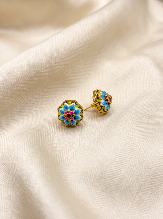 Meenakari Lotus Studs
