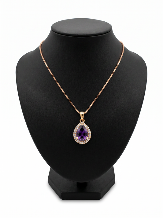 Amethyst Dewdrop Anti-Tarnish Necklace