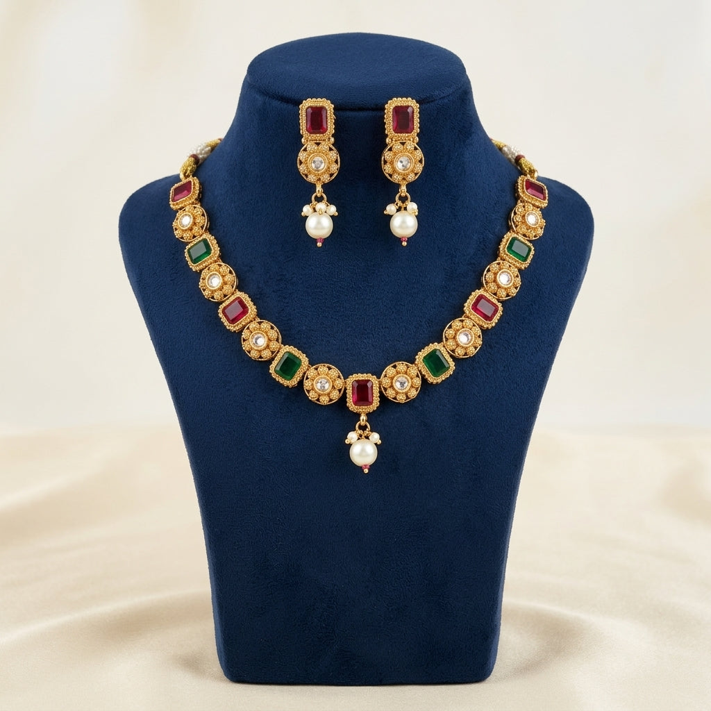 Navratna Kundan Necklace