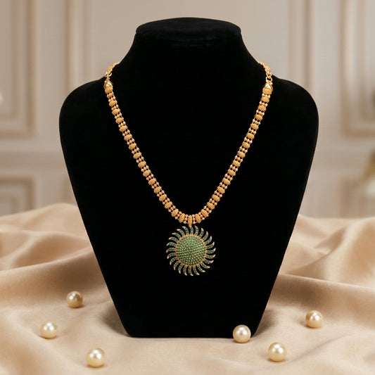 Gold Plated Green Stone Pendant