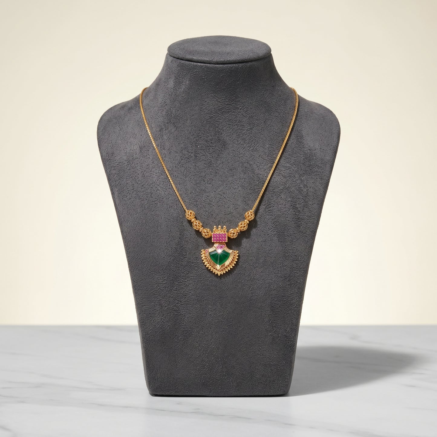 Palaka Green Stone Gold Plated Necklace