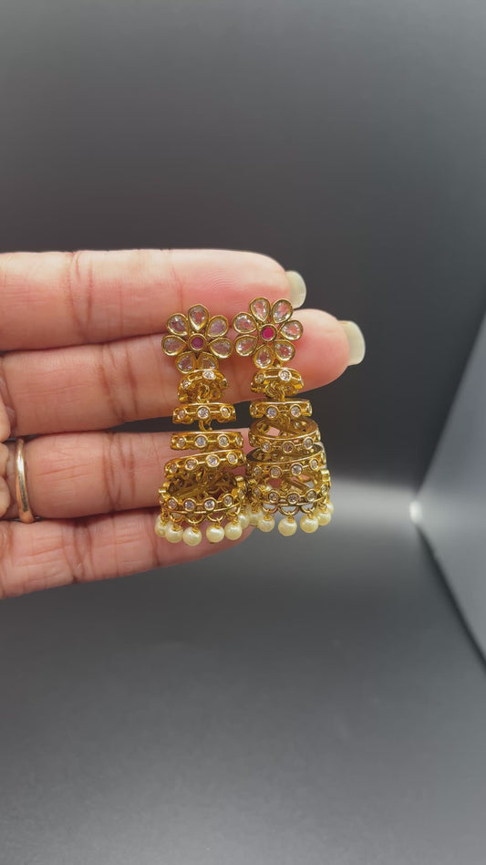 Floral Spiral CZ Jhumka